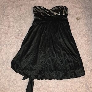 La Belle Black and Silver Strapless Dress